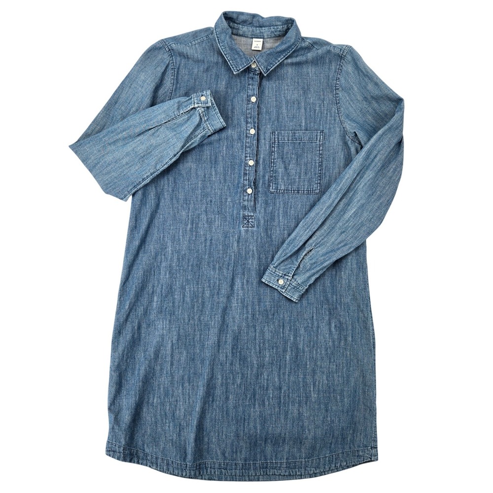 Old Navy M Chambray Shirt Dress Womens Blue Denim Casual Minimalist - Picture 2 of 8